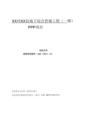 PPP项目地下综合管廊投资建设运营方案.docx