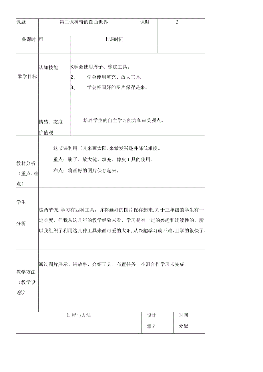 三年级下册信息技术教案（表格式）2 神奇的图画世界龙教版（新） .docx_第1页