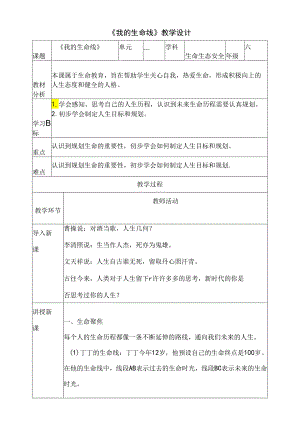 第2课《我的生命线》 教学设计 生命生态安全六年级 (川教版).docx