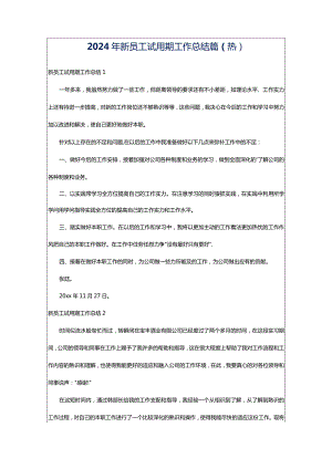 2024年新员工试用期工作总结篇（热）.docx