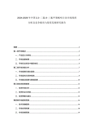 2024-2029年中国23-二氯-5-三氟甲基吡啶行业市场现状分析及竞争格局与投资发展研究报告.docx