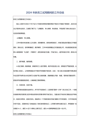 2024年新员工试用期间的工作总结.docx