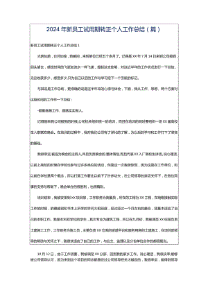 2024年新员工试用期转正个人工作总结(篇).docx