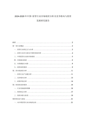 2024-2029年中国＋雷管行业市场现状分析及竞争格局与投资发展研究报告.docx