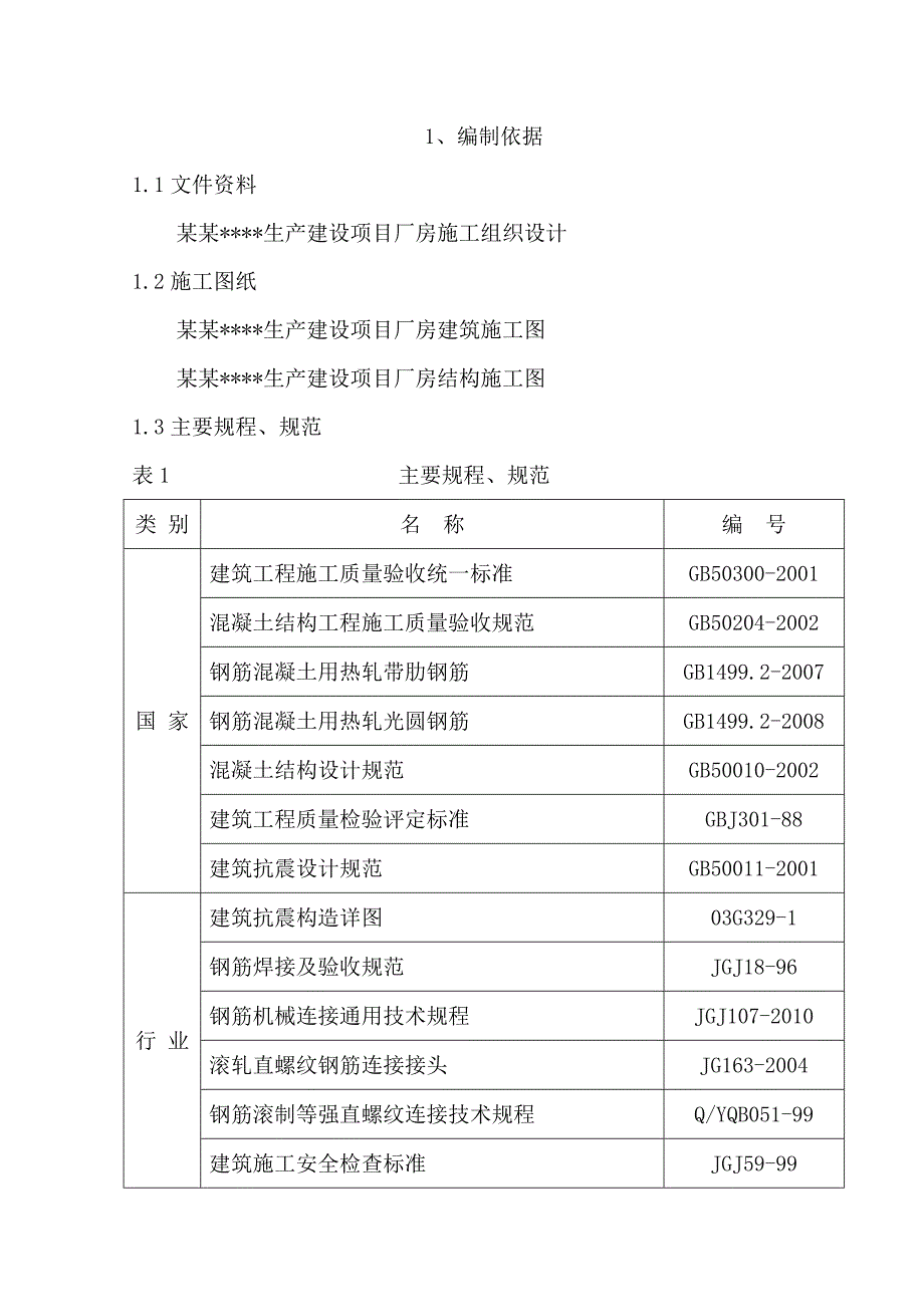 北京工业区多层框架厂房钢筋施工方案.doc_第1页