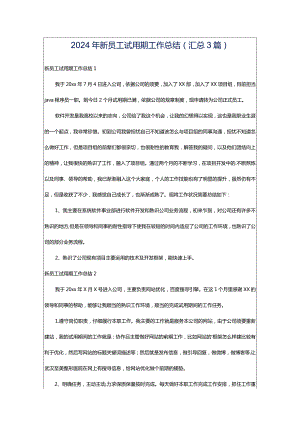 2024年新员工试用期工作总结(汇总3篇).docx