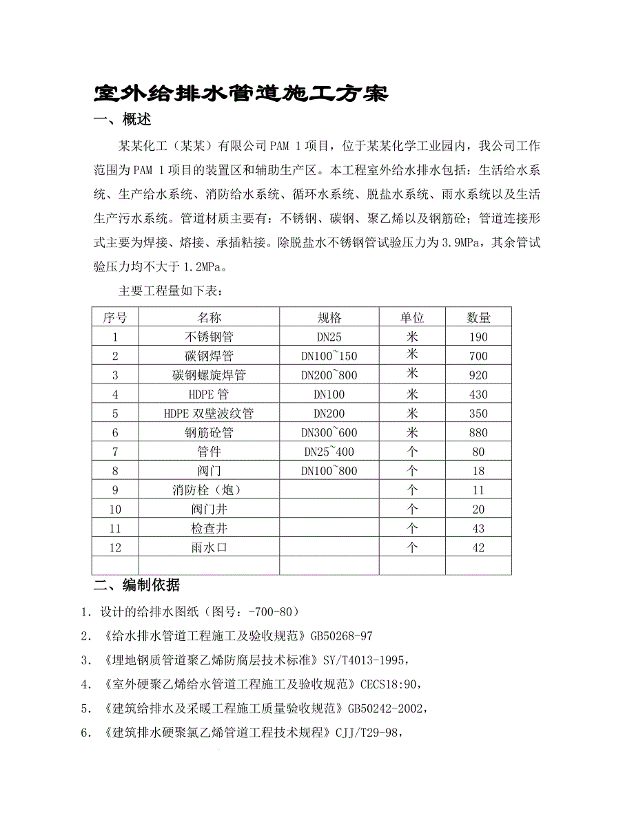 厂房室外给排水管道施工方案.doc_第1页