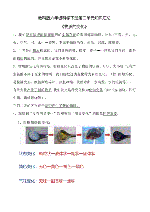 教科版六年级科学下册第二单元知识汇总.docx