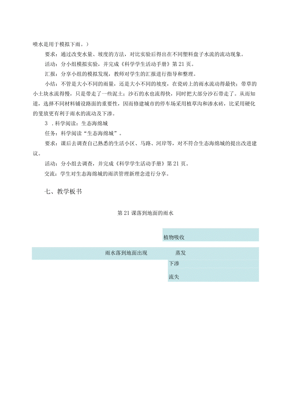 粤教版五年级科学上册第21课落到地面的雨水教学设计.docx_第3页