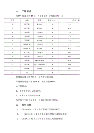 发酵车间管道施工方案.doc