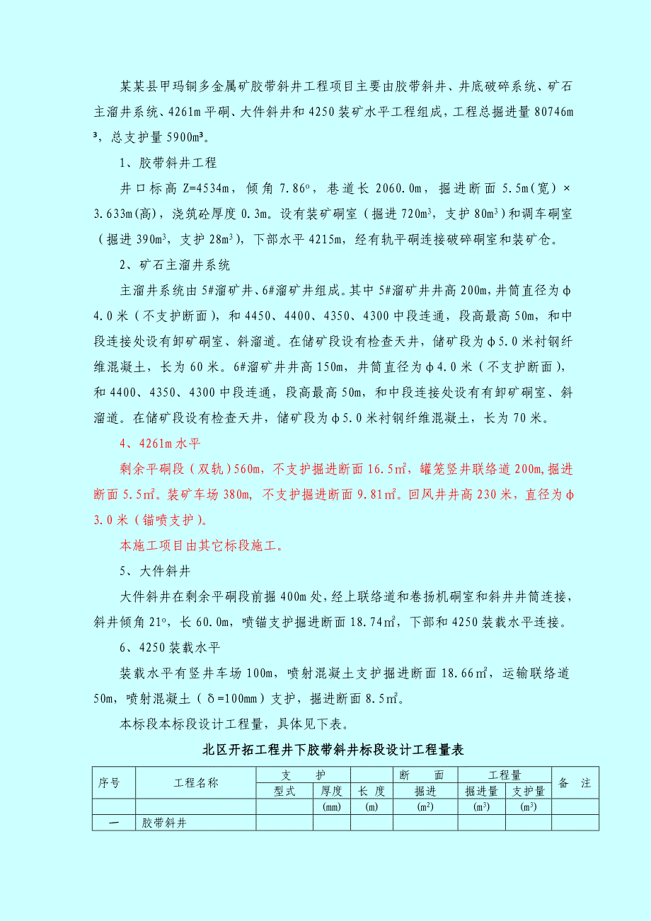 华泰龙矿业开发有限公司甲玛铜多金属北区开拓工程井下胶带斜井工程施工组织策划.doc_第3页