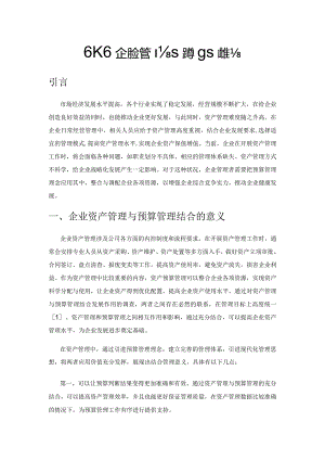 试论企业资产管理与预算管理的结合.docx