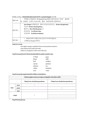 外研版七年级上Module4Healthyfood导学案.docx