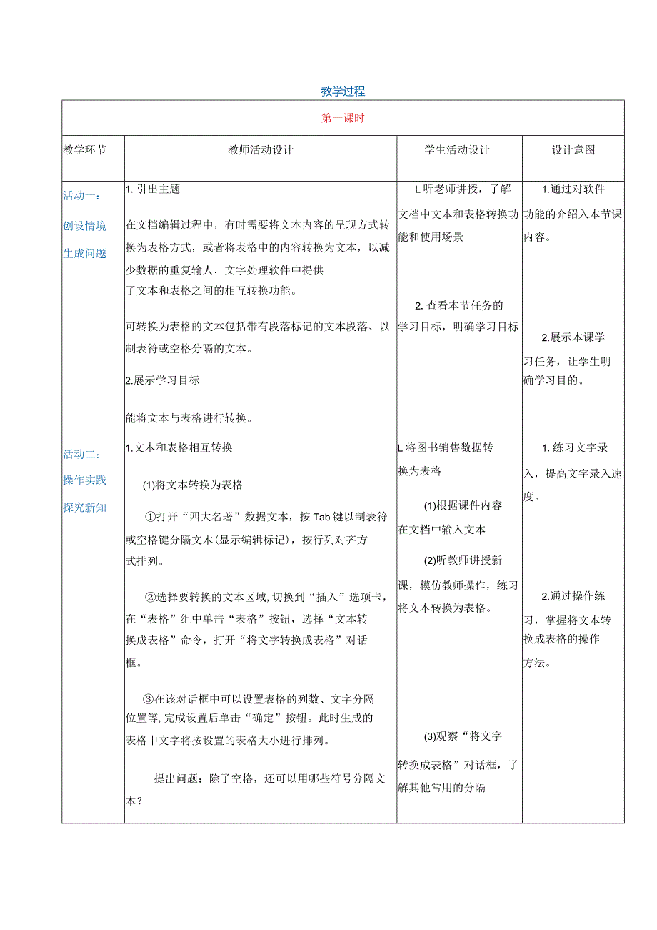 3-3-3《表格和文本相互转换格式》（教案）高教版信息技术基础模块上册.docx_第2页