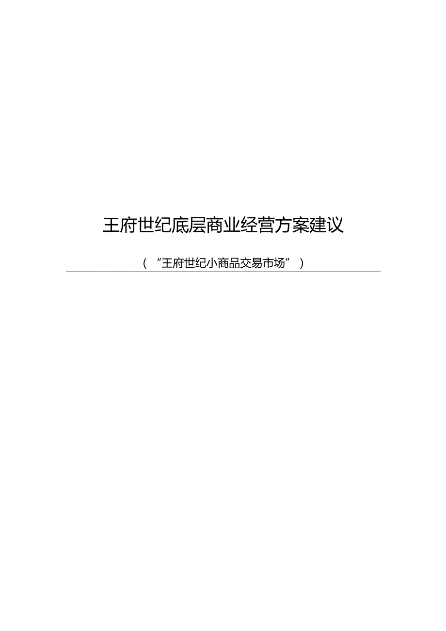 王府世纪底层商业经营方案建议.docx_第1页