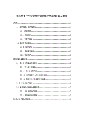 【《新形势下中小企业会计信息化中存在的问题及对策》12000字（论文）】.docx