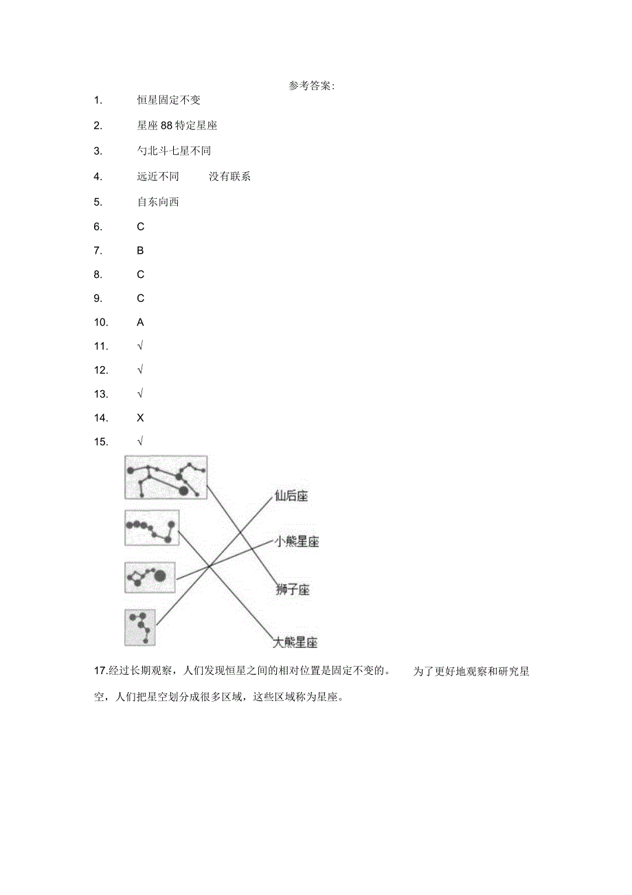 青岛版科学五年级下册13春季星空同步分层作业.docx_第3页