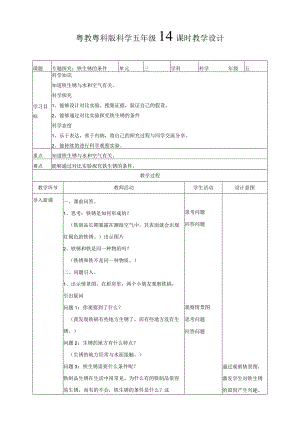 粤教版五年级科学上册《专题探究：铁生锈的条件》教案.docx