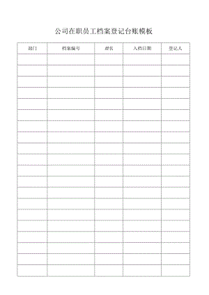 ____公司在职员工档案登记台账模板.docx