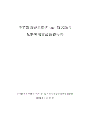 毕节黔西谷里煤矿“3·19”较大煤与瓦斯突出事故调查报告.docx