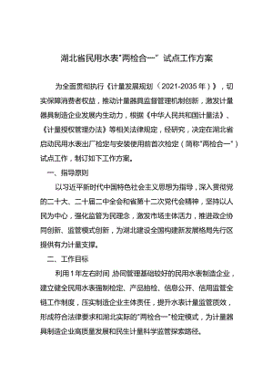 《湖北省民用水表“两检合一”试点工作方案》征.docx