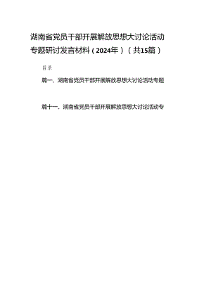 湖南省党员干部开展解放思想大讨论活动专题研讨发言材料（2024年）15篇供参考.docx