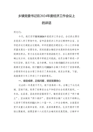 乡镇党委书记在2024年度经济工作会议上的讲话.docx