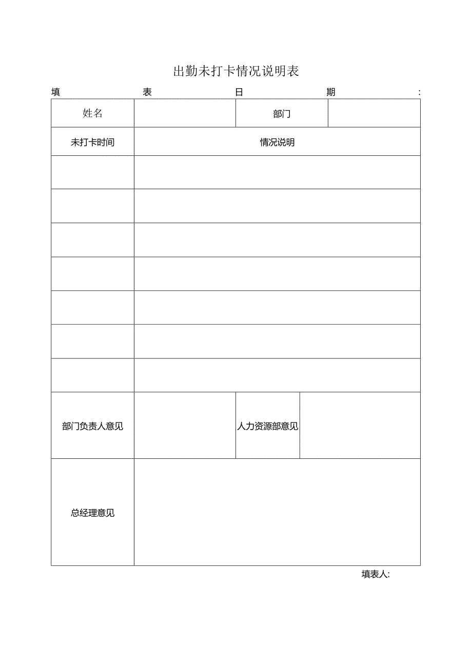 出勤未打卡情况说明表.docx_第1页