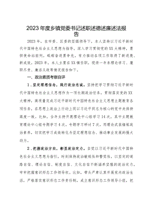 2023年度乡镇党委书记述职述德述廉述法报告.docx