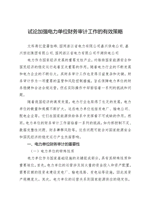 试论加强电力单位财务审计工作的有效策略.docx