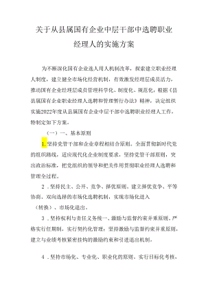 关于从县属国有企业中层干部中选聘职业经理人的实施方案.docx