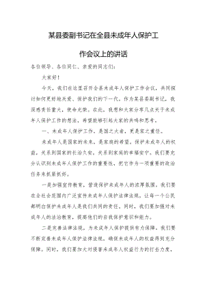 某县委副书记在全县未成年人保护工作会议上的讲话.docx