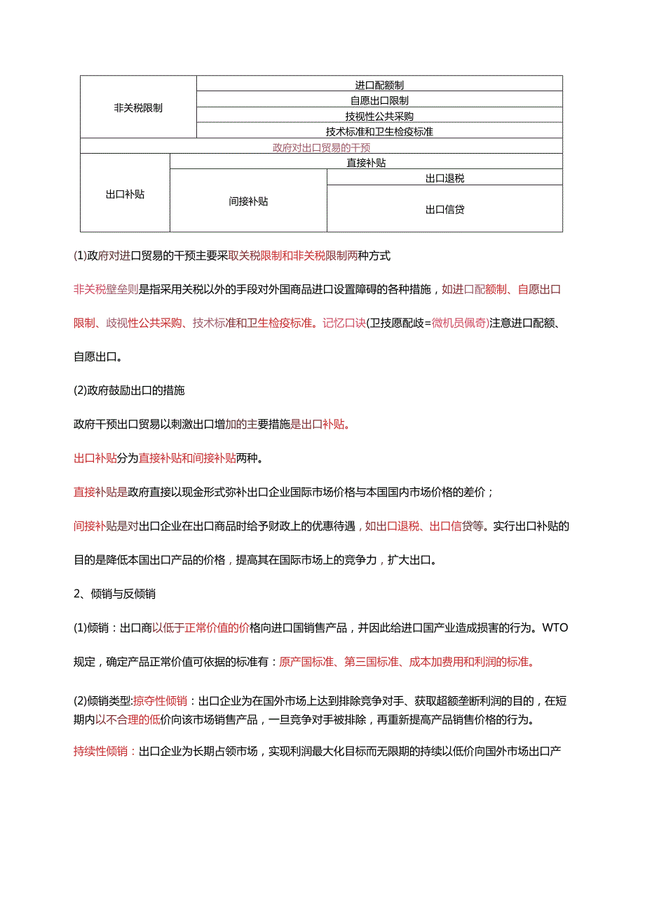 2024年中级经济基础 第十章 国际贸易理论和政策 重点.docx_第2页