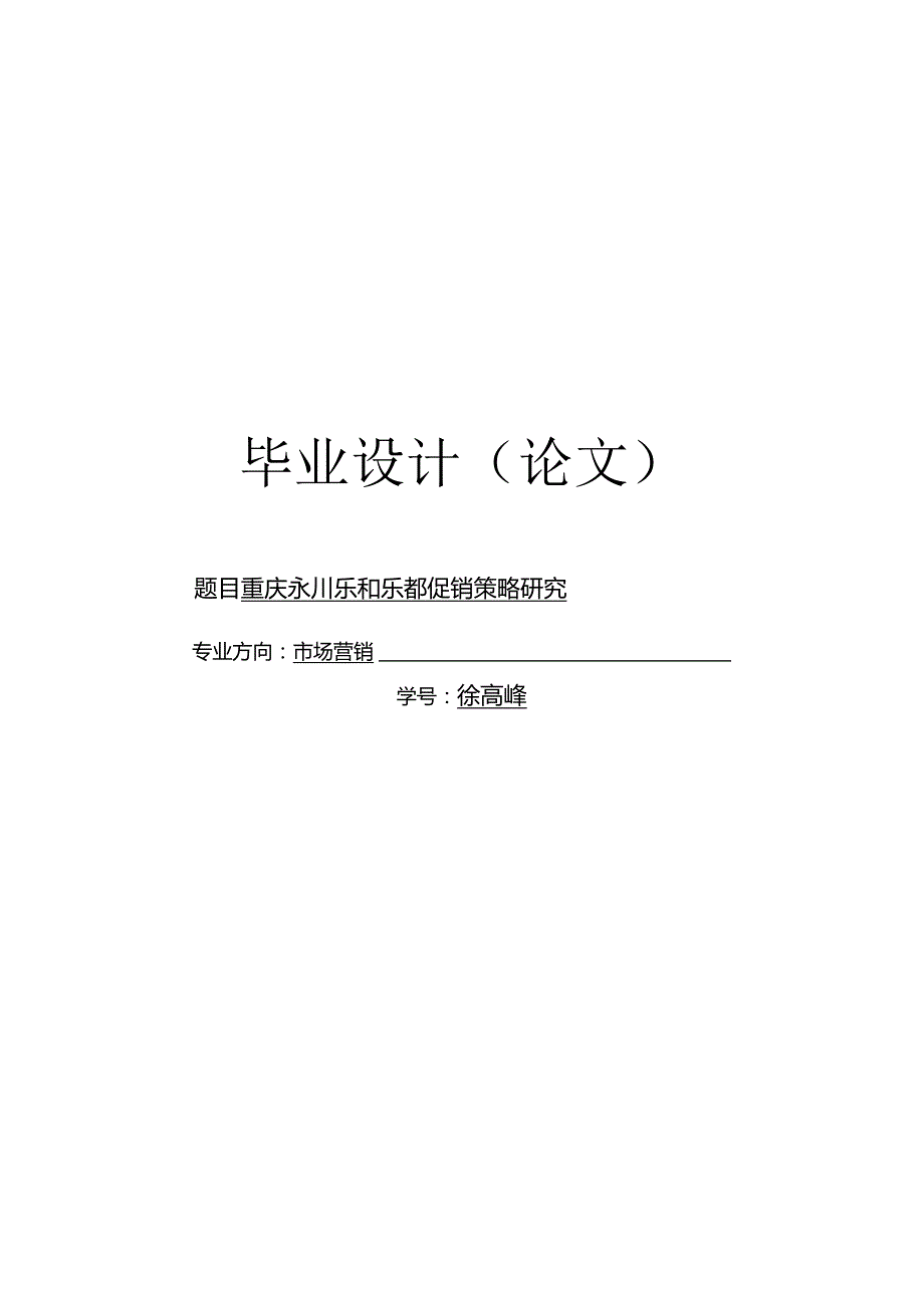 重庆永川乐和乐都促销策略研究.docx_第1页