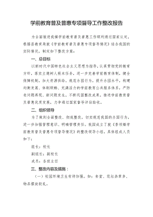 学前教育普及普惠专项督导工作整改报告.docx