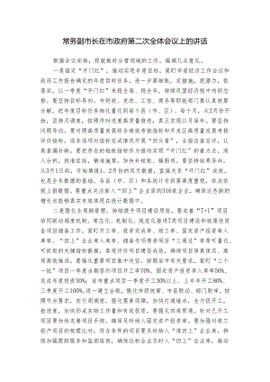 常务副市长在市政府第二次全体会议上的讲话.docx