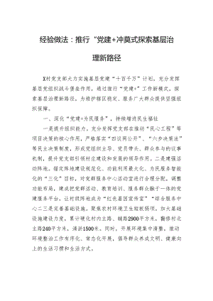 经验做法：推行“党建+”模式+探索基层治理新路径.docx