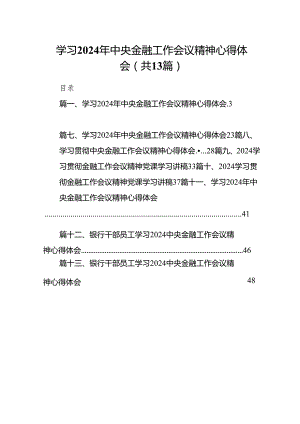 学习2024年中央金融工作会议精神心得体会（共13篇）汇编.docx