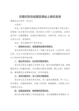 在意识形态巡察反馈会上表态发言.docx