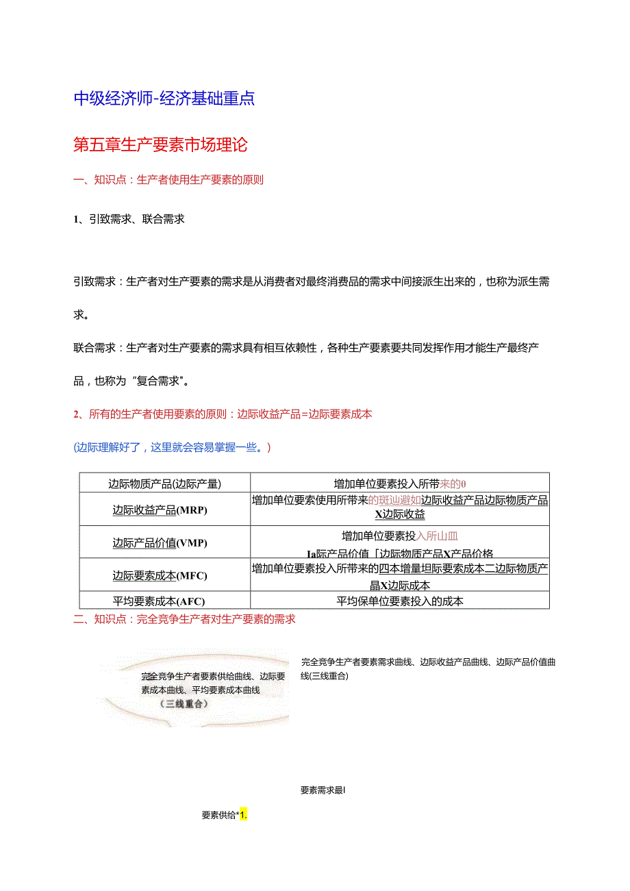 2024年中级经济基础 第五章 生产要素市场理论.docx_第1页