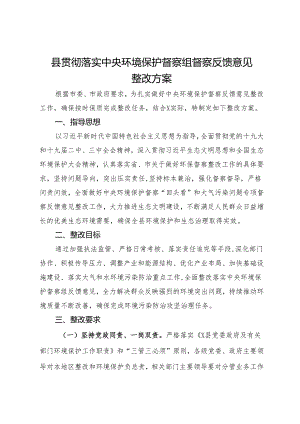 县贯彻落实中央环境保护督察组督察反馈意见整改方案.docx