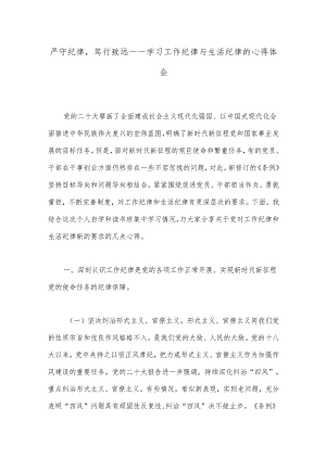 严守纪律笃行致远——学习工作纪律与生活纪律的心得体会.docx