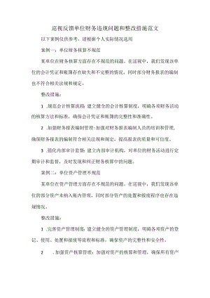 巡视反馈单位财务违规问题和整改措施范文.docx