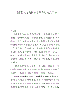 巡察整改专题民主生活会时的点评讲话.docx