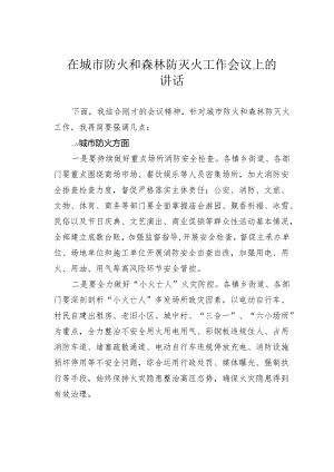 在城市防火和森林防灭火工作会议上的讲话.docx