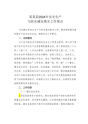 某某县2024年安全生产与防灾减灾救灾工作要点.docx