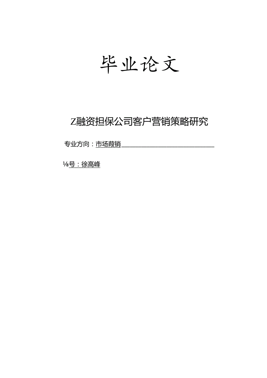 Z融资担保公司客户营销策略研究.docx_第1页