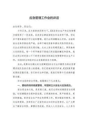 应急管理工作会的讲话.docx