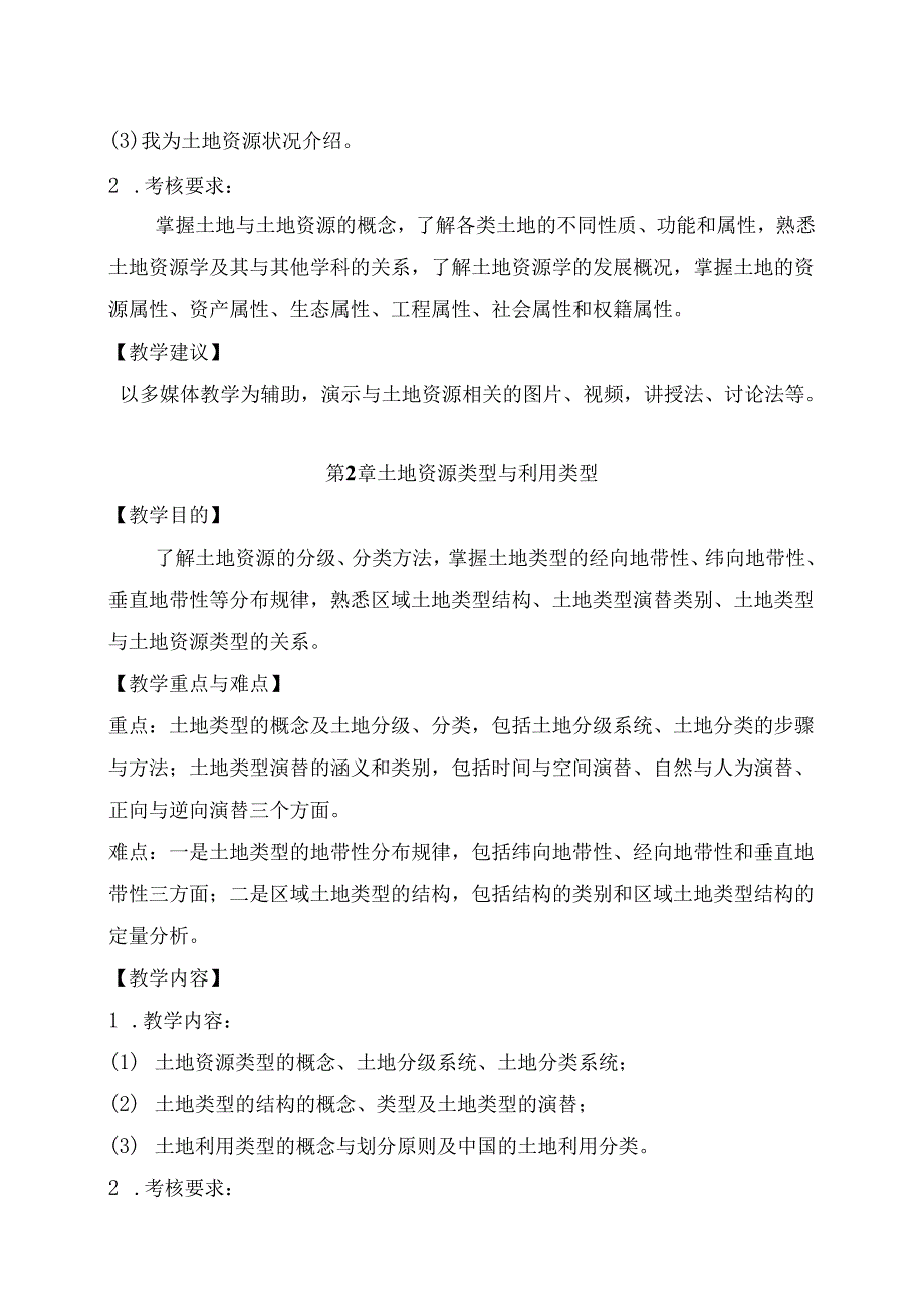 XX应用技术学院《土地资源管理》教学大纲（2024年）.docx_第3页