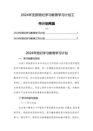 2024年支部党纪学习教育学习计划工作计划两篇.docx